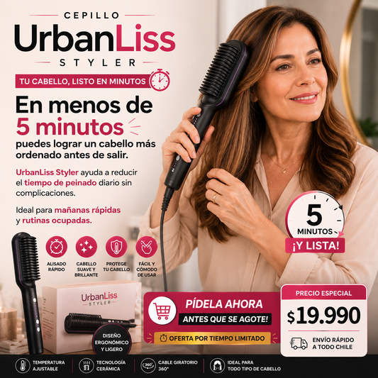 Cepillo UrbanLiss Styler - Cabello liso y ordenado en minutos desde casa