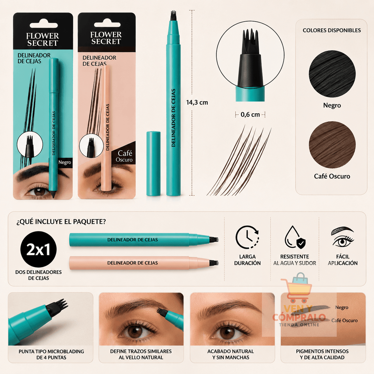 Delineador De Cejas -Rellena cejas con efecto natural pelo a pelo en minutos - Promoción 2X1