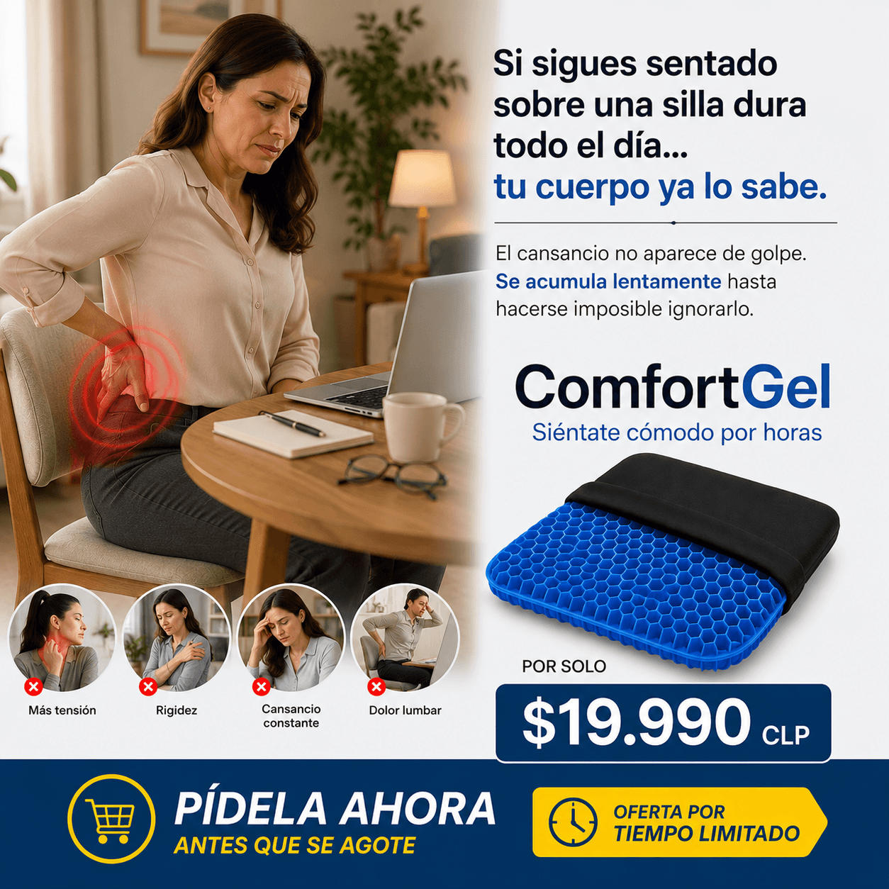 Cojín Suave ComfortGel - Siéntate cómodo por horas