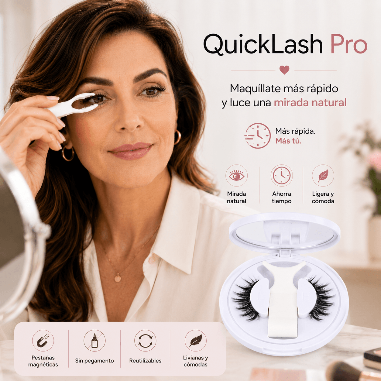 Pestañas Postizas Magnéticas - QuickLash Pro - Maquíllate más rápido y luce una mirada natural
