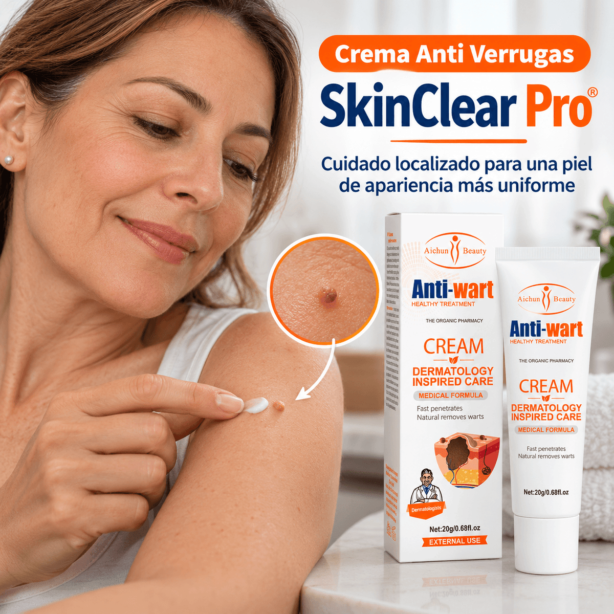 Crema Anti Verrugas SkinClear Pro - Cuidado localizado para una piel de apariencia más uniforme