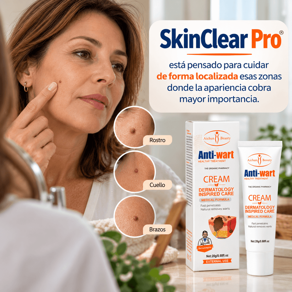 Crema Anti Verrugas SkinClear Pro - Cuidado localizado para una piel de apariencia más uniforme