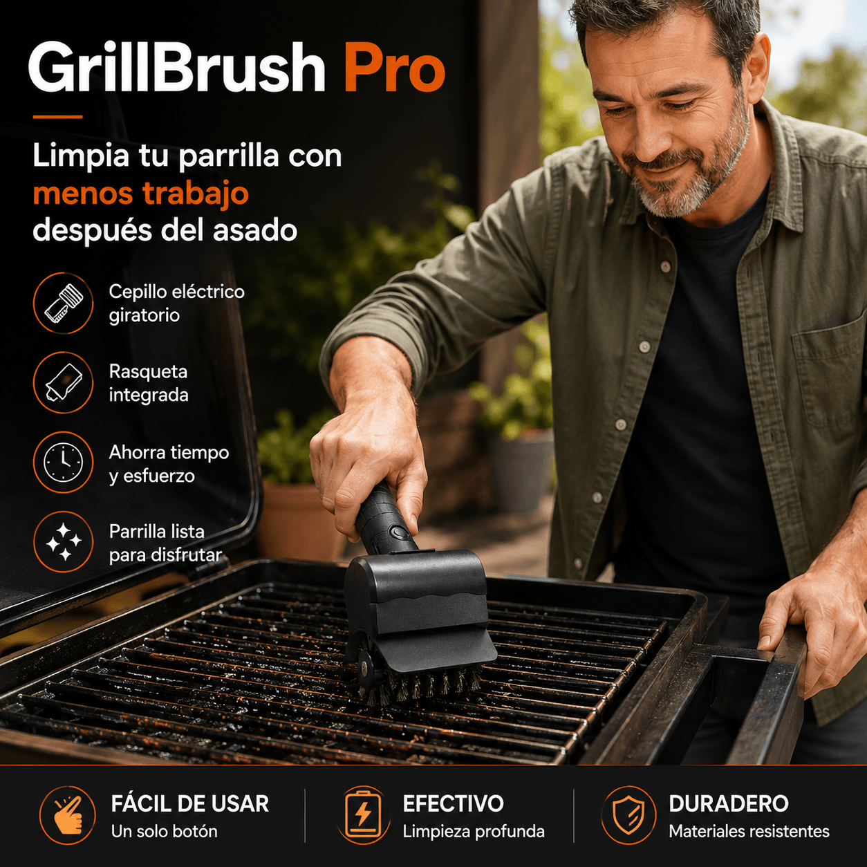 Cepillo Eléctrico GrillBrush Pro - Limpia tu parrilla con menos trabajo después del asado