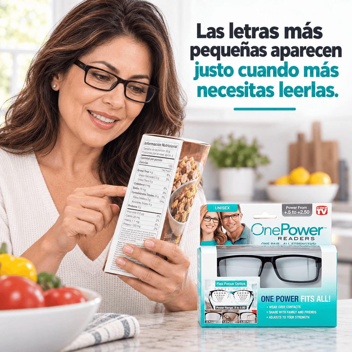 Lente Multifocal ONE POWER - Lee mensajes, recetas y etiquetas con mayor comodidad