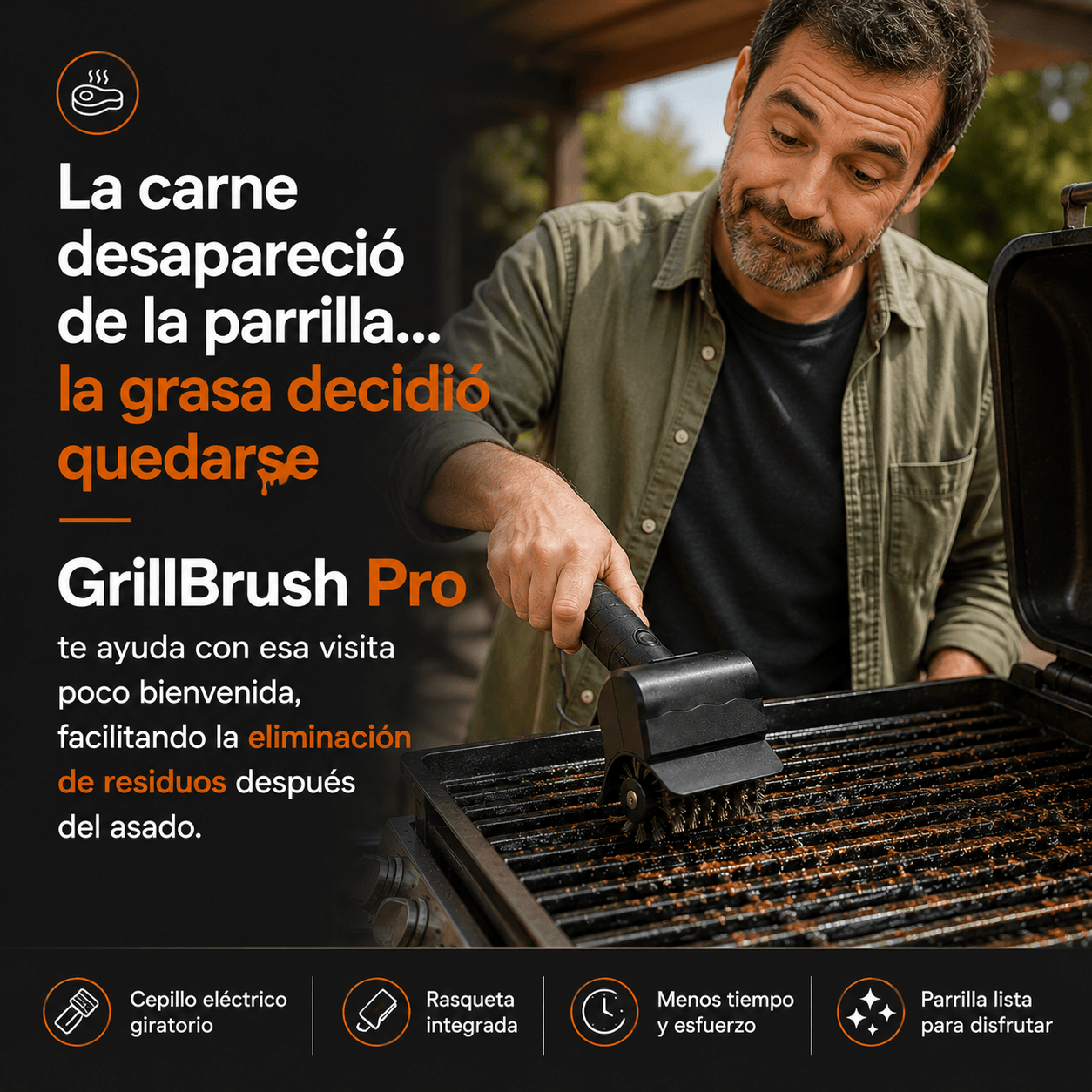 Cepillo Eléctrico GrillBrush Pro - Limpia tu parrilla con menos trabajo después del asado